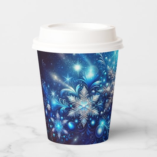 Betoverende Winter Snowflake Paper Cup - Sparkling Papieren Bekers (Voorkant)