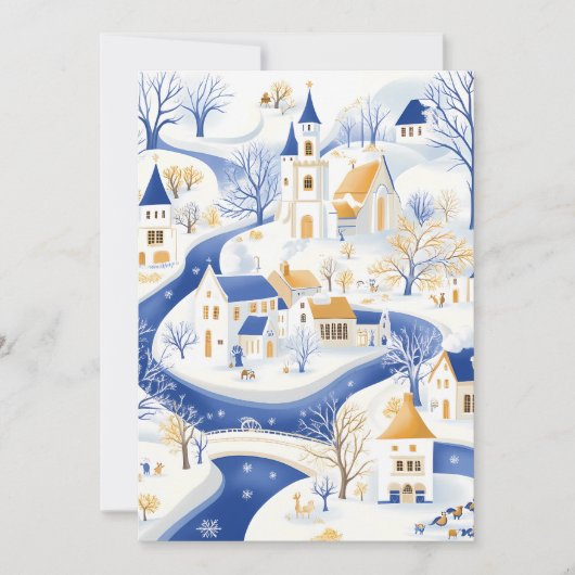 Betoverende Winterdorp Kerstkaart (Voorkant)