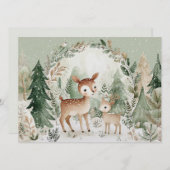 Betoverende winterscène met herten Prettig kerstfe Feestdagenkaart (Voorkant / Achterkant)