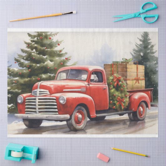 Betoverende winterscène:  Truck Christmas Tissuepapier (Craft)