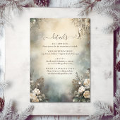 betoverende wintertuin bloemenbruiloft details informatiekaartje
