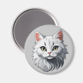 Betoverende Witte Kat Magneet (Voorkant / Achterkant)