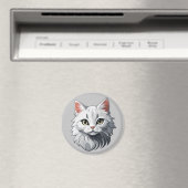 Betoverende Witte Kat Magneet (Insitu (Vaatwasser))