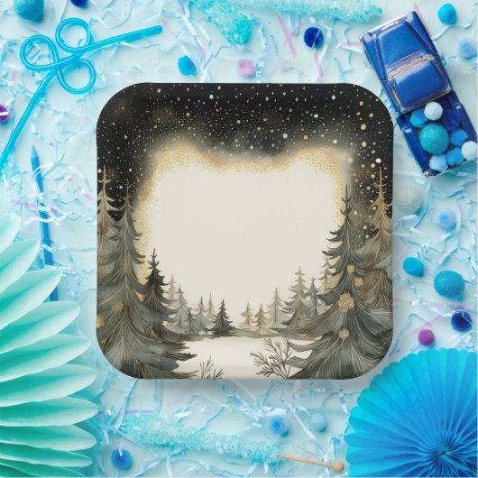 Betoverende Woodland Christmas Papieren Bordje (Feest)