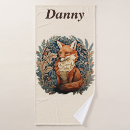 Betoverende Woodland Fox met aangepaste naam Bad Handdoek