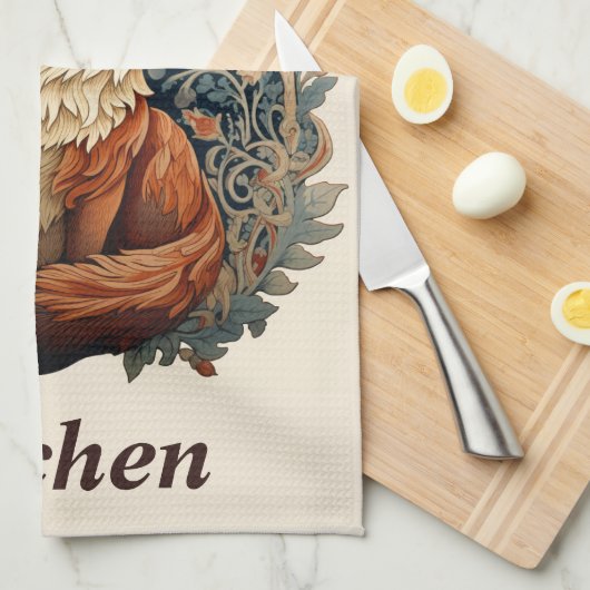 Betoverende Woodland Fox met aangepaste naam Theedoek (Quarter Fold)