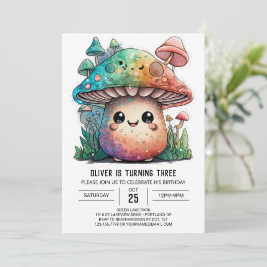 Betoverende Woodland Mushroom Verjaardag Kaart (Staand voorkant)