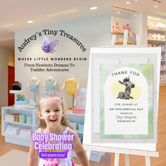 Betoverende Zebra Baby shower Flat Bedankt Card