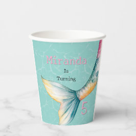 Betoverende zeemeermin staart meisje verjaardagsfe papieren bekers