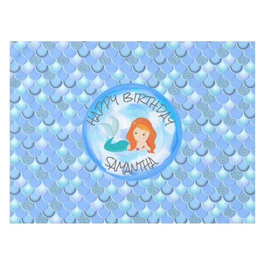 Betoverende zeemeermin verjaardagsfeestje tafelkleed (Voorkant (Horizontaal))