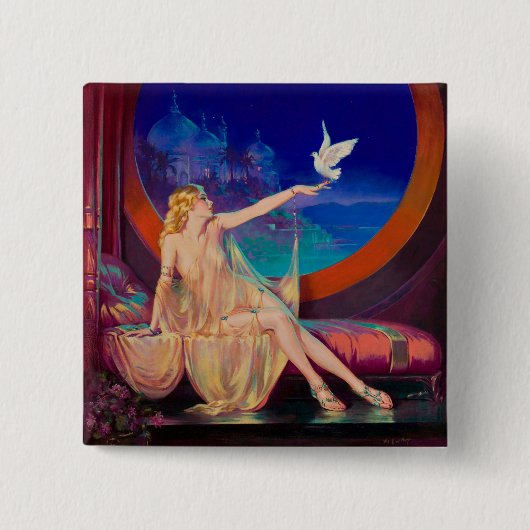 Betovering Arabisch Haseki Sultans Prinses 1925 Vierkante Button 5,1 Cm (Voorkant)