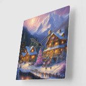 Betovering in Everwinter: Een Thomas Kinkade Inspi Vierkante Klok (Hoek)