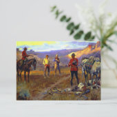 “Betrapt met de waar” door Charles M Russell Bedankkaart (Staand voorkant)