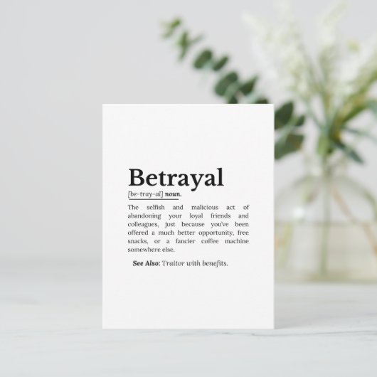 Betrayal Definition Funny Version Briefkaart (Staand voorkant)
