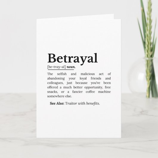 Betrayal Definition Funny Version Kaart (Voorkant)