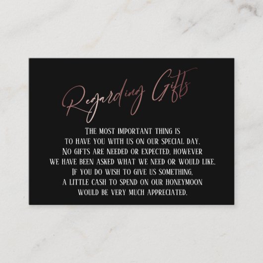 Betreffende cadeau Roos Gold Handwriting Weddensch Informatiekaartje (Voorkant)