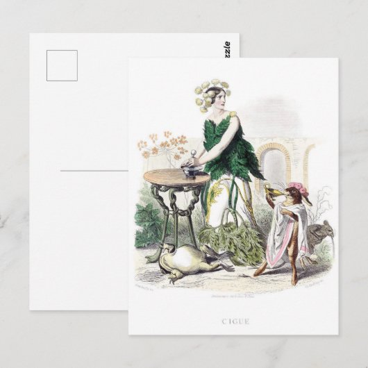 Betrokken bloemen briefkaart (Voorkant / Achterkant)