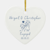 Betrokken Blue Doodle Photo Keepsake Keramisch Ornament (Voorkant)