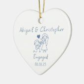 Betrokken Blue Doodle Photo Keepsake Keramisch Ornament (Links)