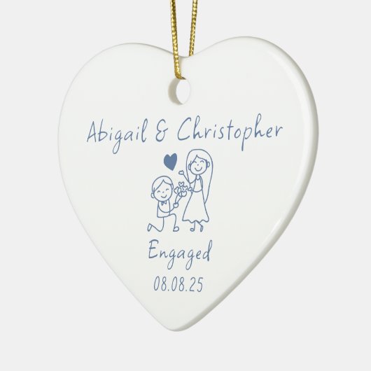 Betrokken Blue Doodle Photo Keepsake Keramisch Ornament (Links)