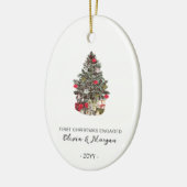 Betrokken eerste kerstboom traditioneel keramisch ornament (Links)