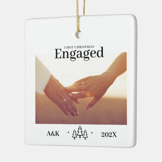 Betrokken eerste kerstfoto keramisch ornament (Links)