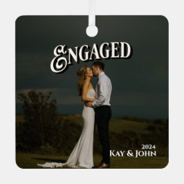 Betrokken Elegante Minimale & Moderne Paar Foto Metalen Ornament