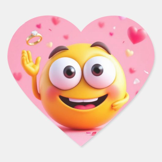 Betrokken Emoji Hart Sticker (Voorkant)