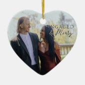 Betrokken en vrolijk dubbelzijdig hart paar foto keramisch ornament (Voorkant)