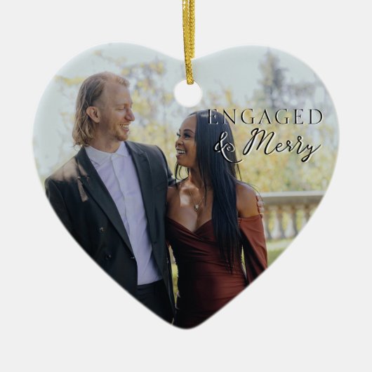 Betrokken en vrolijk dubbelzijdig hart paar foto keramisch ornament (Voorkant)