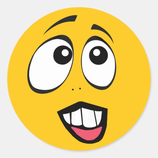 Betrokken gele emoji ronde sticker (Voorkant)