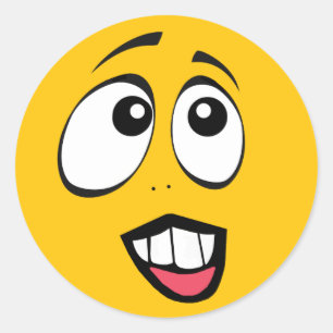 Betrokken gele emoji ronde sticker