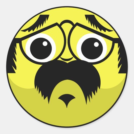 Betrokken gezicht ronde sticker (Voorkant)