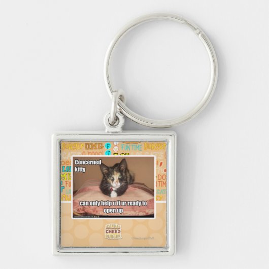 Betrokken Kat Sleutelhanger (Voorkant)