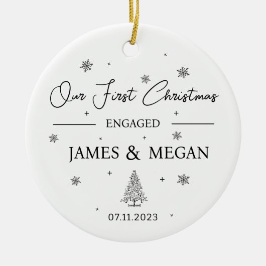 Betrokken Kerst, Aangepaste Verloving aandenken Keramisch Ornament (Voorkant)