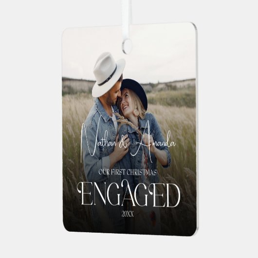 Betrokken koppel Moderne foto Metalen Ornament (Voorkant links)