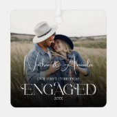 Betrokken koppel Moderne foto Metalen Ornament (Achterkant)