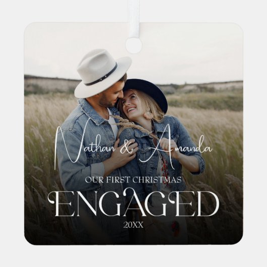 Betrokken koppel Moderne foto Metalen Ornament (Achterkant)