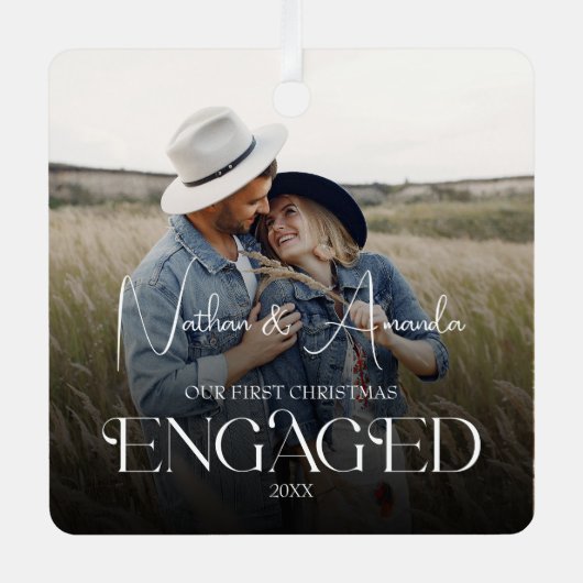 Betrokken koppel Moderne foto Metalen Ornament (Voorkant)