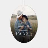 Betrokken koppel Moderne foto Metalen Ornament (Voorkant links)