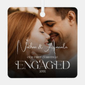 Betrokken koppel Moderne foto Metalen Ornament (Achterkant)