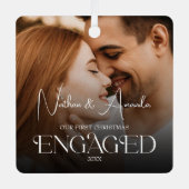 Betrokken koppel Moderne foto Metalen Ornament (Voorkant)