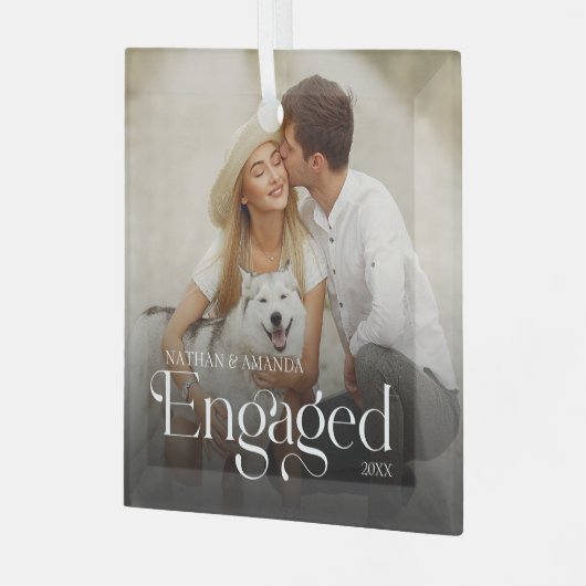 Betrokken Minimal & Modern Paar Foto Glas Ornament (Voorkant links)