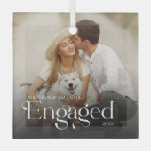 Betrokken Minimal & Modern Paar Foto Glas Ornament (Voorkant)