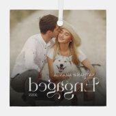 Betrokken Minimal & Modern Paar Foto Glas Ornament (Achterkant)