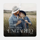 Betrokken Minimal & Modern Paar Foto Metalen Ornament (Achterkant)