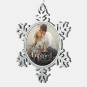 Betrokken Minimal & Modern Paar Foto Tin Sneeuwvlok Ornament (Rechts)