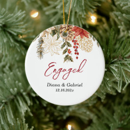 Betrokken Red Flowers Kerstmis Keramisch Ornament