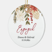 Betrokken Red Flowers Kerstmis Keramisch Ornament (Links)