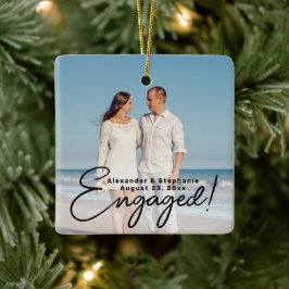 Betrokken script Verloving foto dubbelzijdig Keramisch Ornament